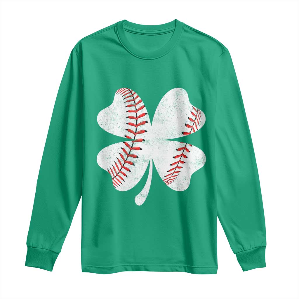 Funny Baseball St Patricks Day Vintage Clover Long Sleeve Shirt TS11 Irish Green Print Your Wear