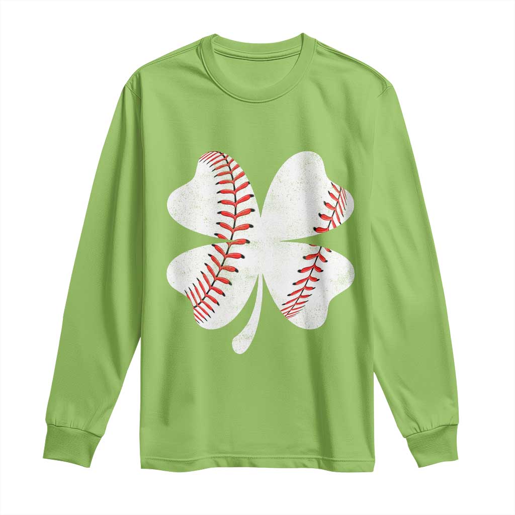 Funny Baseball St Patricks Day Vintage Clover Long Sleeve Shirt TS11 Lime Print Your Wear
