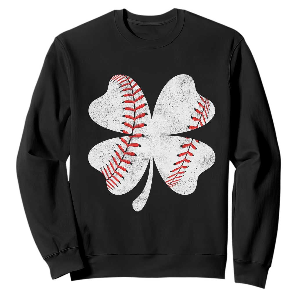 Funny Baseball St Patricks Day Vintage Clover Sweatshirt TS11 Black Print Your Wear