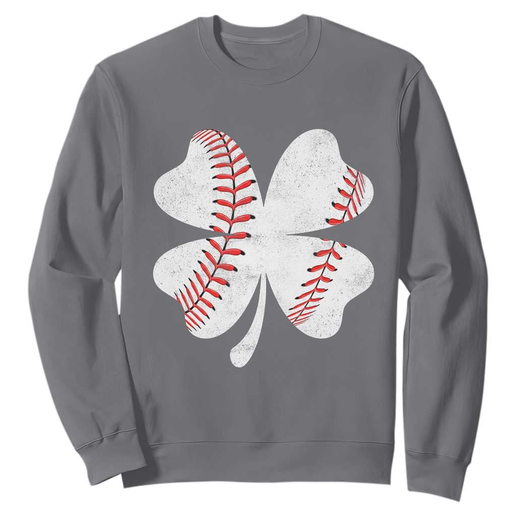 Funny Baseball St Patricks Day Vintage Clover Sweatshirt TS11 Charcoal Print Your Wear