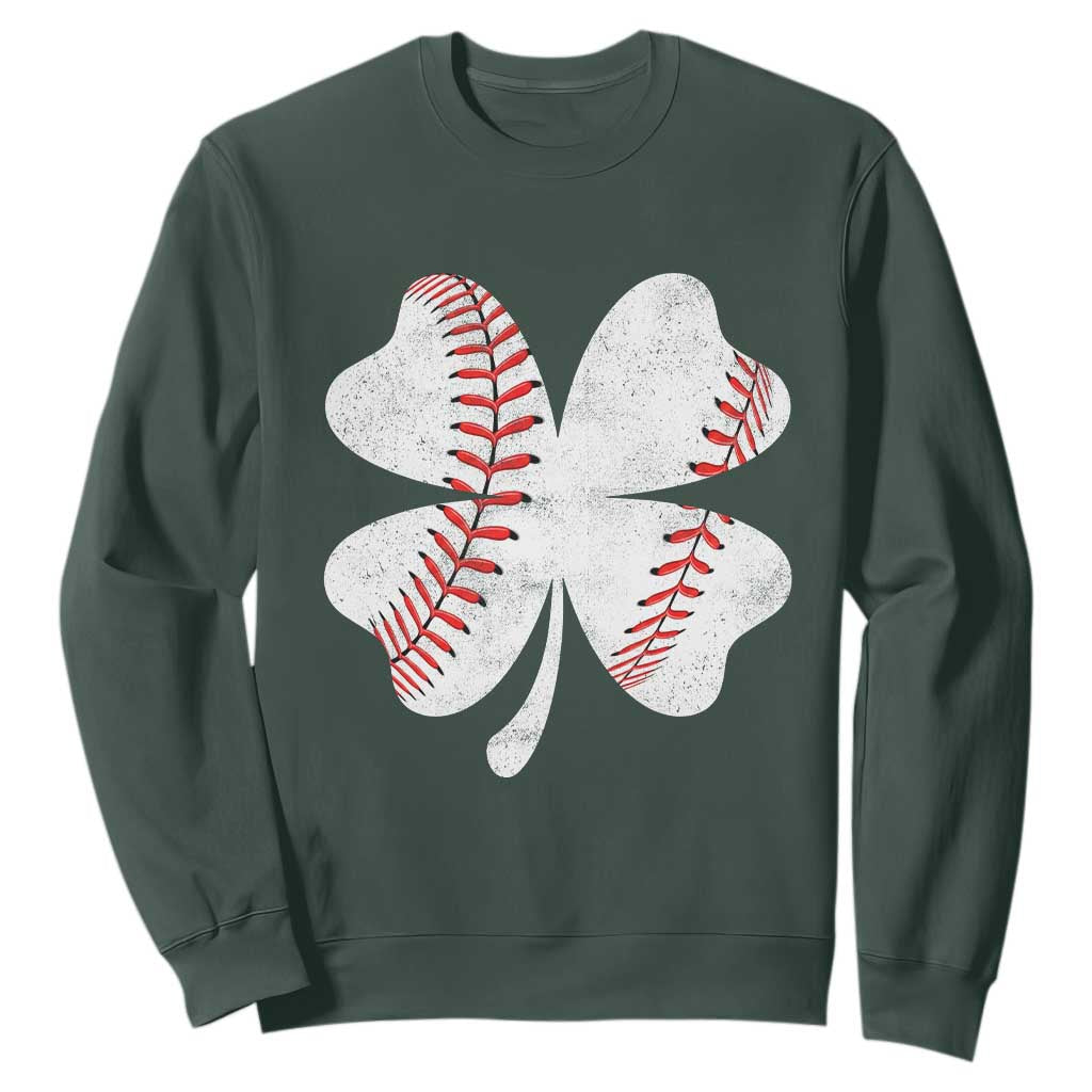 Funny Baseball St Patricks Day Vintage Clover Sweatshirt TS11 Dark Forest Green Print Your Wear
