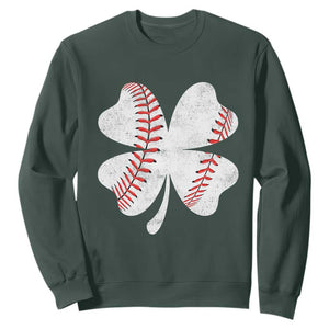 Funny Baseball St Patricks Day Vintage Clover Sweatshirt TS11 Dark Forest Green Print Your Wear