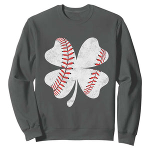 Funny Baseball St Patricks Day Vintage Clover Sweatshirt TS11 Dark Heather Print Your Wear