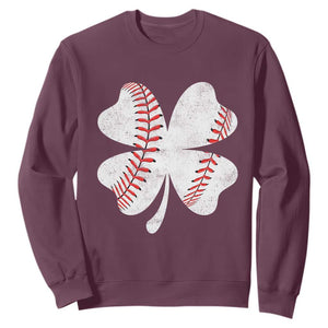 Funny Baseball St Patricks Day Vintage Clover Sweatshirt TS11 Maroon Print Your Wear