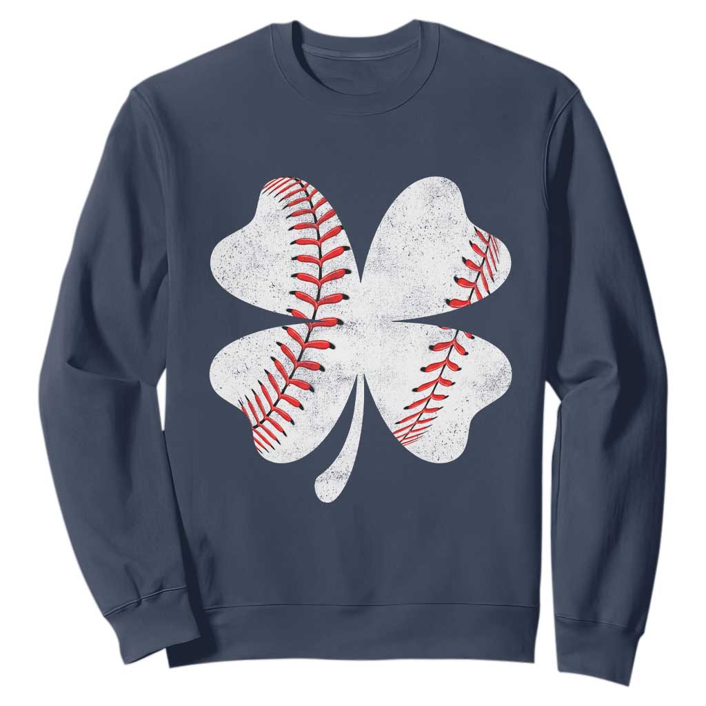 Funny Baseball St Patricks Day Vintage Clover Sweatshirt TS11 Navy Print Your Wear