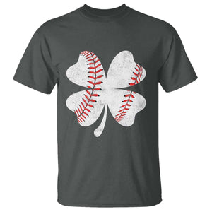 Funny Baseball St Patricks Day Vintage Clover T Shirt TS11 Dark Heather Print Your Wear