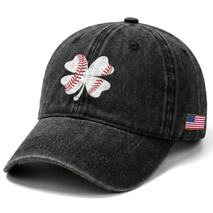 Funny Baseball St Patricks Day Vintage Clover Washed Cotton Baseball Cap TS11 Print Your Wear