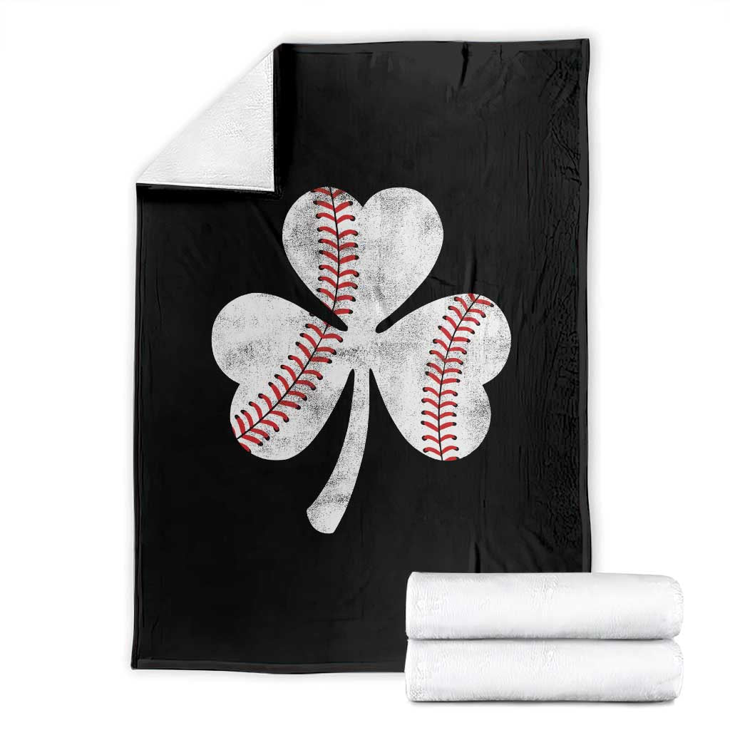 Funny Baseball St Patricks Day Distressed Shamrock Throw Blanket TS11 Black Print Your Wear