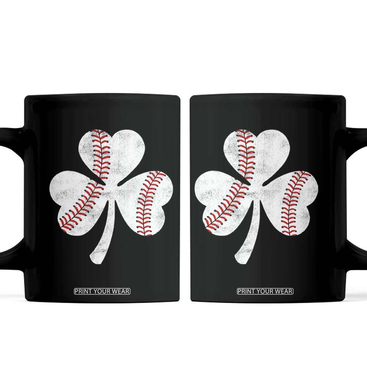 Funny Baseball St Patricks Day Distressed Shamrock Coffee Mug TS11 Black Print Your Wear