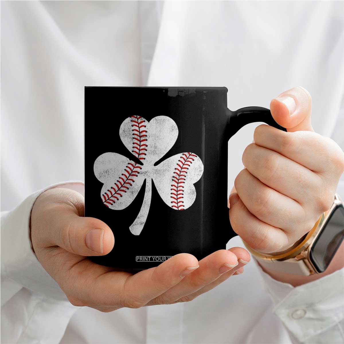 Funny Baseball St Patricks Day Distressed Shamrock Coffee Mug TS11 Print Your Wear