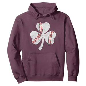 Funny Baseball St Patricks Day Distressed Shamrock Hoodie TS11 Maroon Print Your Wear