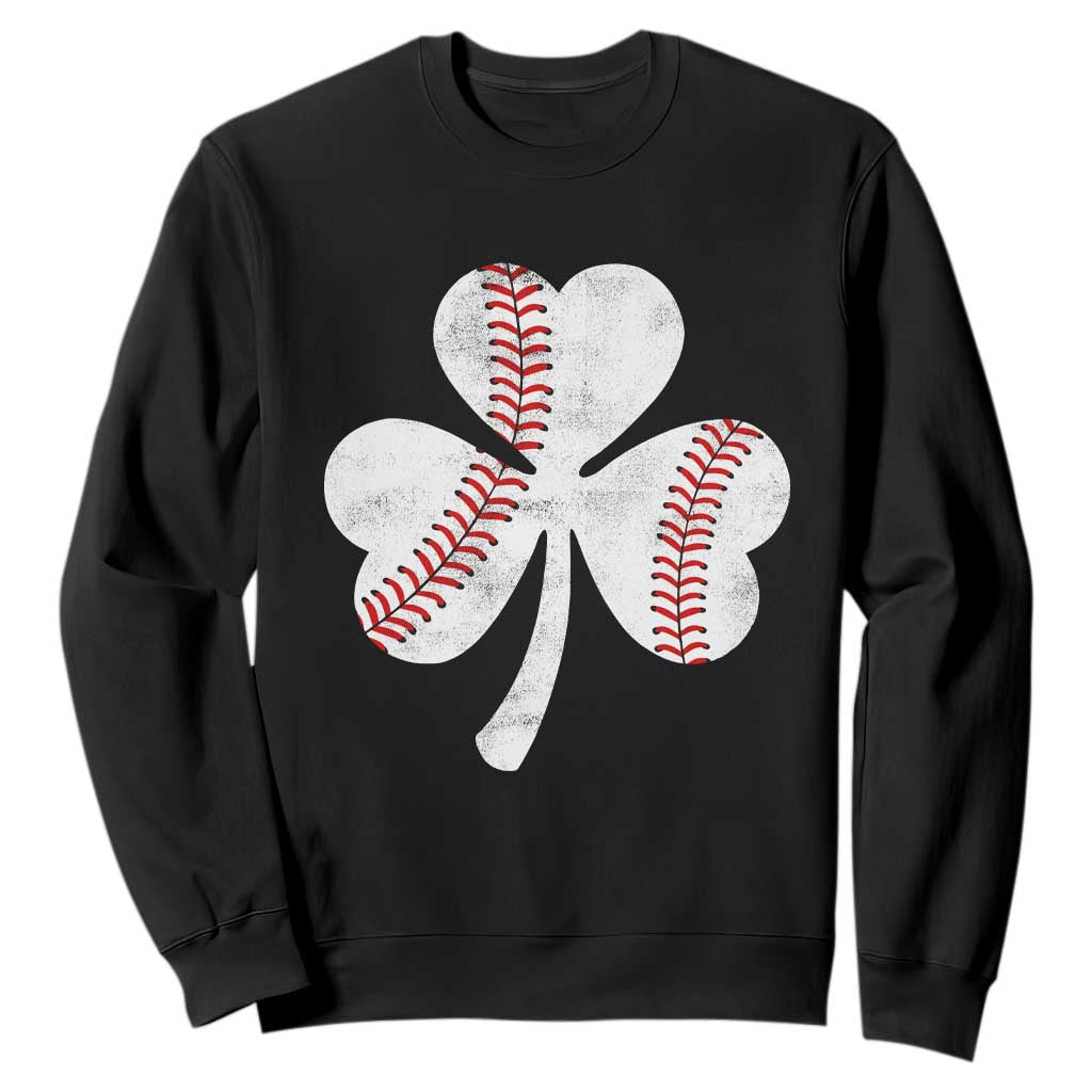 Funny Baseball St Patricks Day Distressed Shamrock Sweatshirt TS11 Black Print Your Wear