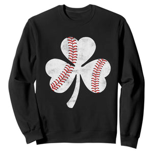 Funny Baseball St Patricks Day Distressed Shamrock Sweatshirt TS11 Black Print Your Wear