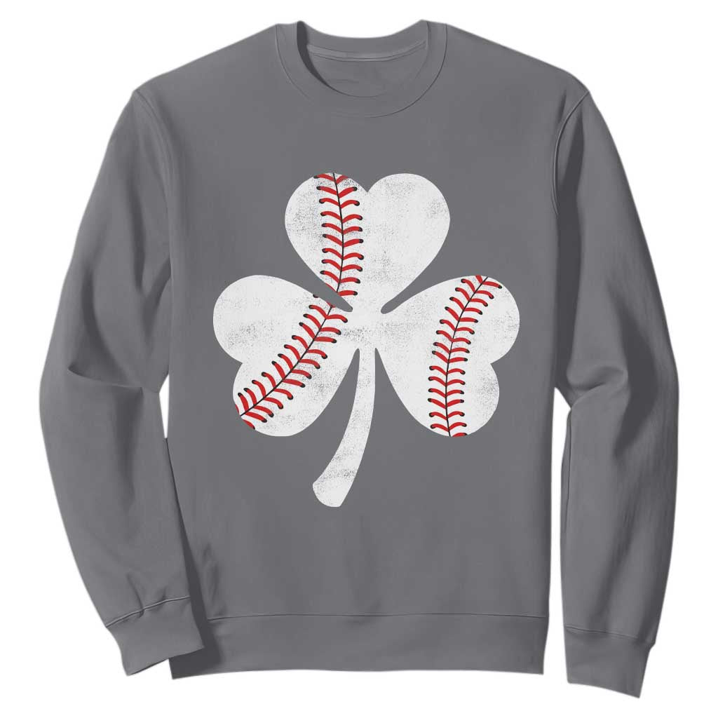 Funny Baseball St Patricks Day Distressed Shamrock Sweatshirt TS11 Charcoal Print Your Wear