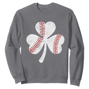 Funny Baseball St Patricks Day Distressed Shamrock Sweatshirt TS11 Charcoal Print Your Wear