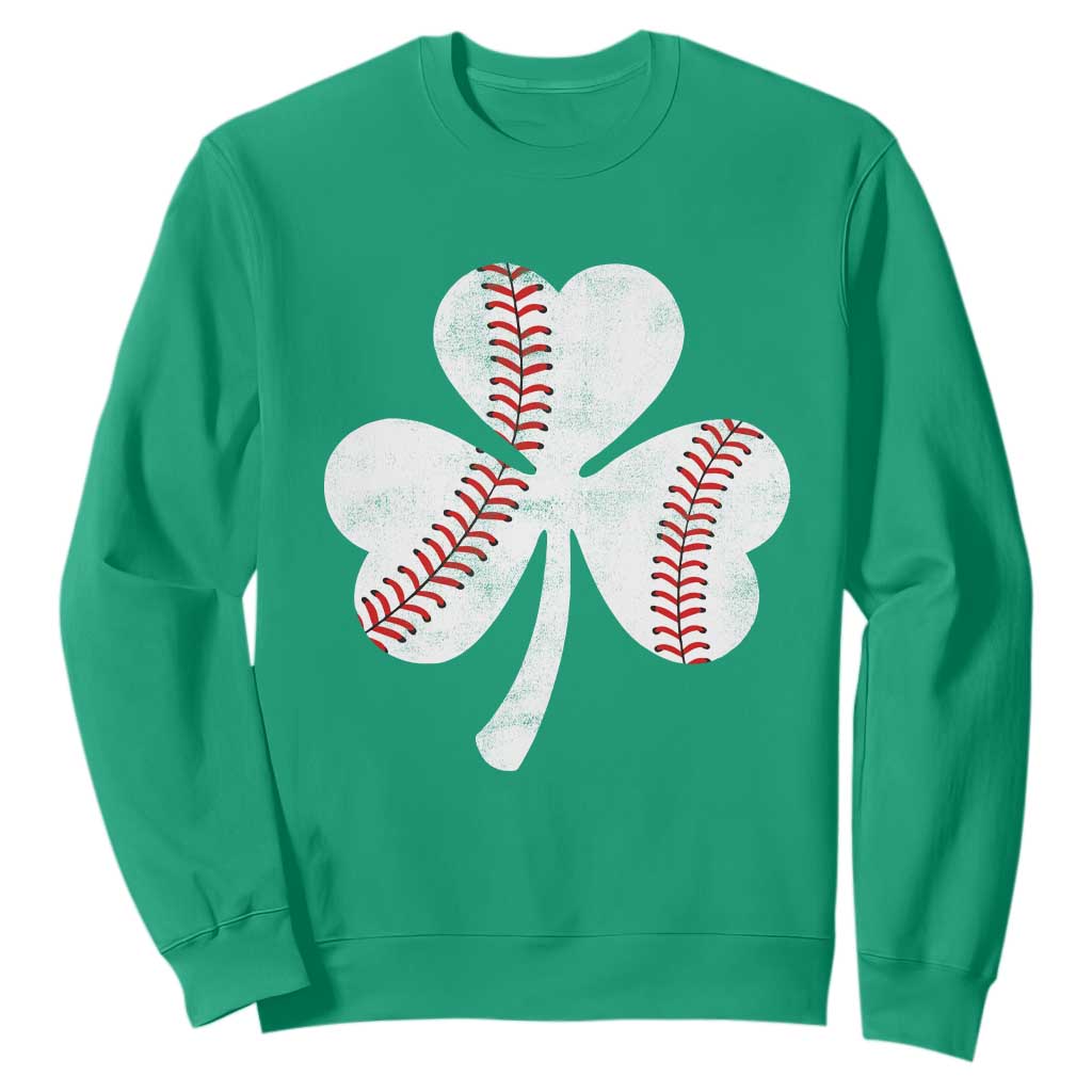 Funny Baseball St Patricks Day Distressed Shamrock Sweatshirt TS11 Irish Green Print Your Wear