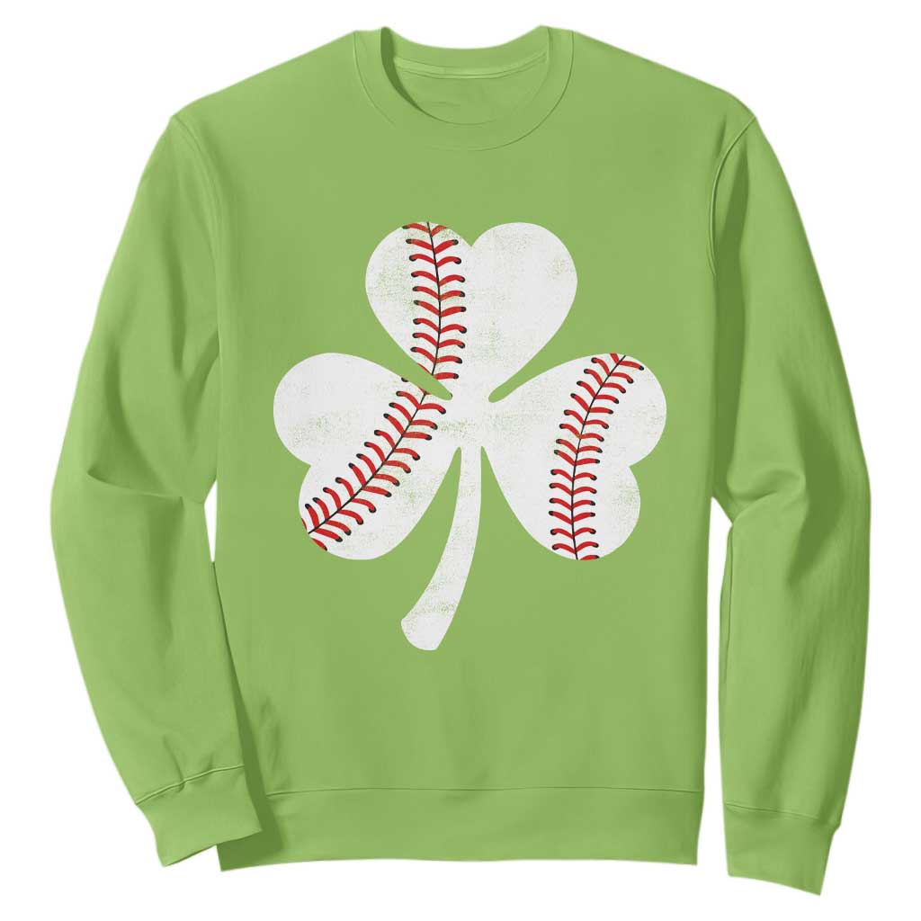 Funny Baseball St Patricks Day Distressed Shamrock Sweatshirt TS11 Lime Print Your Wear