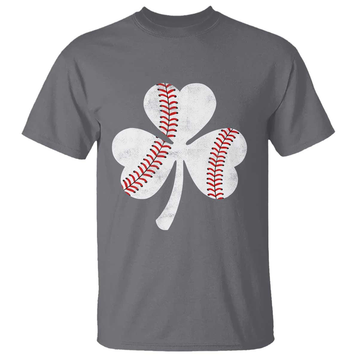 Funny Baseball St Patricks Day Distressed Shamrock T Shirt TS11 Charcoal Print Your Wear