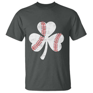 Funny Baseball St Patricks Day Distressed Shamrock T Shirt TS11 Dark Heather Print Your Wear