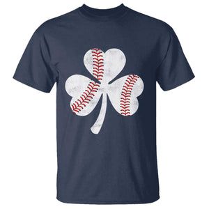 Funny Baseball St Patricks Day Distressed Shamrock T Shirt TS11 Navy Print Your Wear