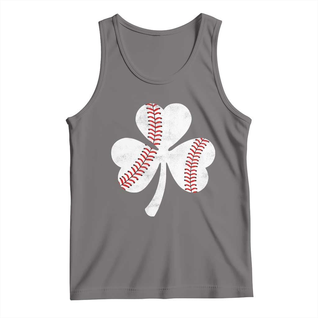 Funny Baseball St Patricks Day Distressed Shamrock Tank Top TS11 Deep Heather Print Your Wear