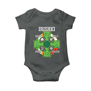 Irishki Half Irish Half Polish Baby Onesie Celtic Cross St Patricks TS11 Dark Heather Print Your Wear