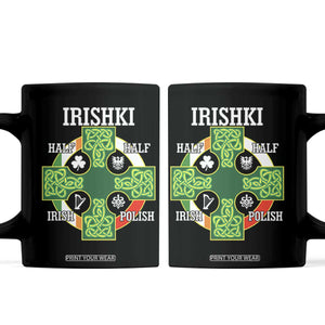 Irishki Half Irish Half Polish Coffee Mug Celtic Cross St Patricks TS11 Black Print Your Wear