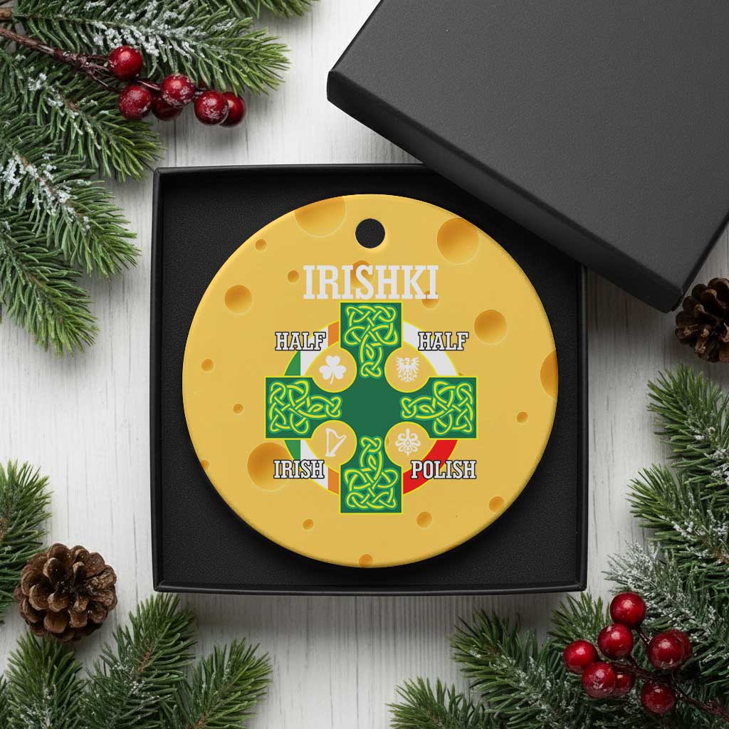 Irishki Half Irish Half Polish Ceramic Ornament Celtic Cross St Patricks TS11 1pc Yellow Cheese Print Your Wear