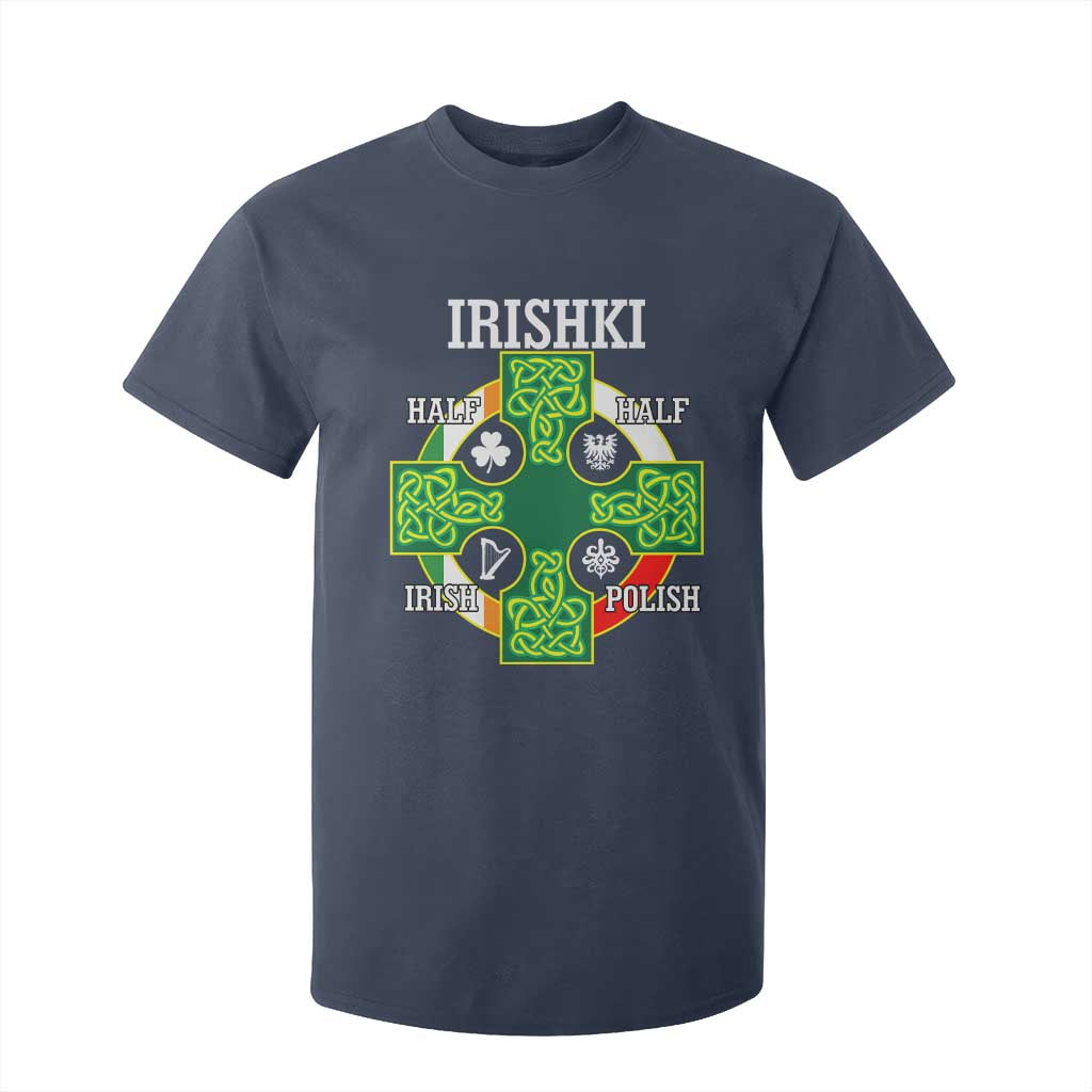 Irishki Half Irish Half Polish T Shirt For Kid Celtic Cross St Patricks TS11 Navy Print Your Wear