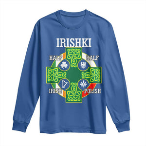Irishki Half Irish Half Polish Long Sleeve Shirt Celtic Cross St Patricks TS11 Royal Blue Print Your Wear