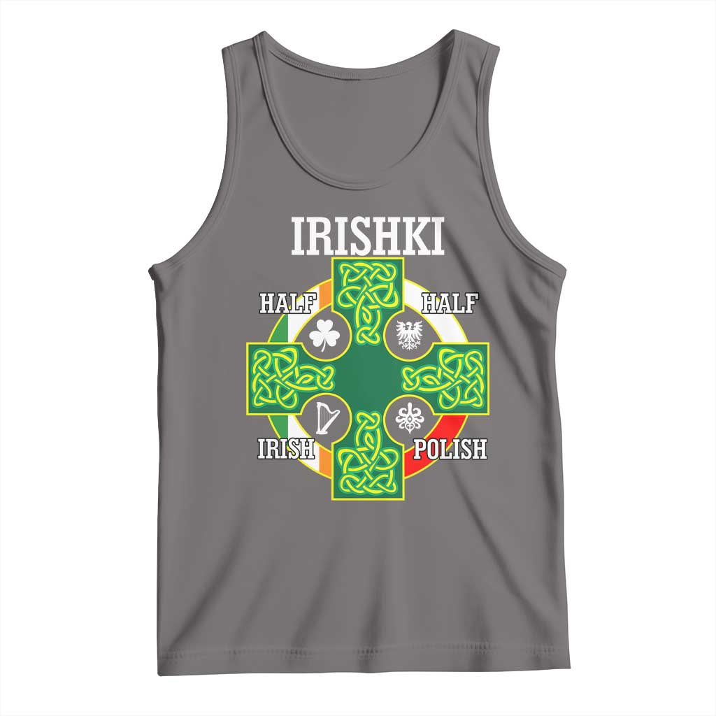 Irishki Half Irish Half Polish Tank Top Celtic Cross St Patricks TS11 Deep Heather Print Your Wear