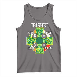 Irishki Half Irish Half Polish Tank Top Celtic Cross St Patricks TS11 Deep Heather Print Your Wear