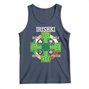 Irishki Half Irish Half Polish Tank Top Celtic Cross St Patricks TS11 Navy Print Your Wear