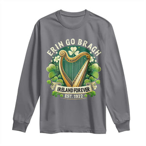 Irish Pride Long Sleeve Shirt Ireland Forever Erin Go Bragh Est 1922 Harp Shamrock TS11 Charcoal Print Your Wear