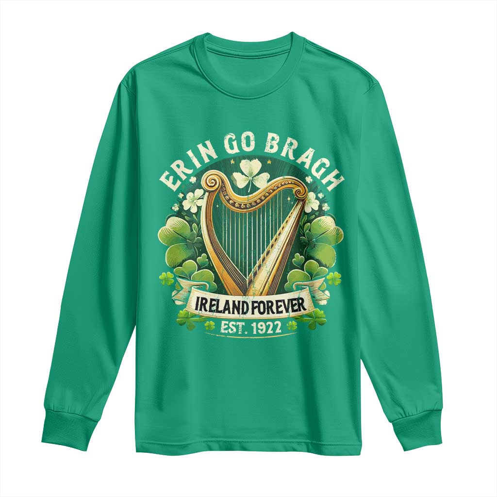 Irish Pride Long Sleeve Shirt Ireland Forever Erin Go Bragh Est 1922 Harp Shamrock TS11 Irish Green Print Your Wear