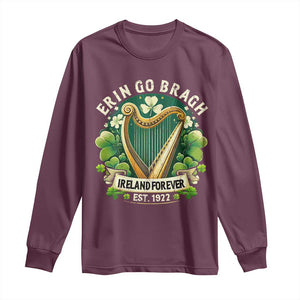 Irish Pride Long Sleeve Shirt Ireland Forever Erin Go Bragh Est 1922 Harp Shamrock TS11 Maroon Print Your Wear