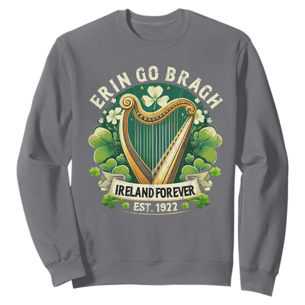 Irish Pride Sweatshirt Ireland Forever Erin Go Bragh Est 1922 Harp Shamrock TS11 Charcoal Print Your Wear