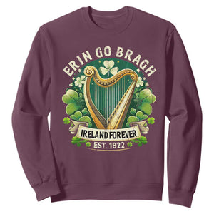 Irish Pride Sweatshirt Ireland Forever Erin Go Bragh Est 1922 Harp Shamrock TS11 Maroon Print Your Wear