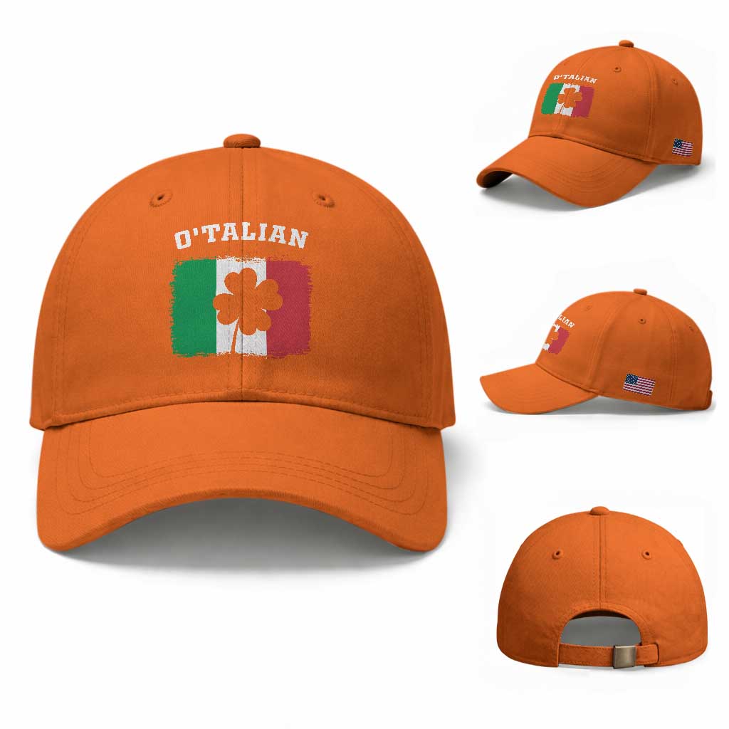 Funny Irish Italian St. Patrick's Day O'Talian Baseball Cap TS11 Baseball Cap Universal Fit Orange Print Your Wear