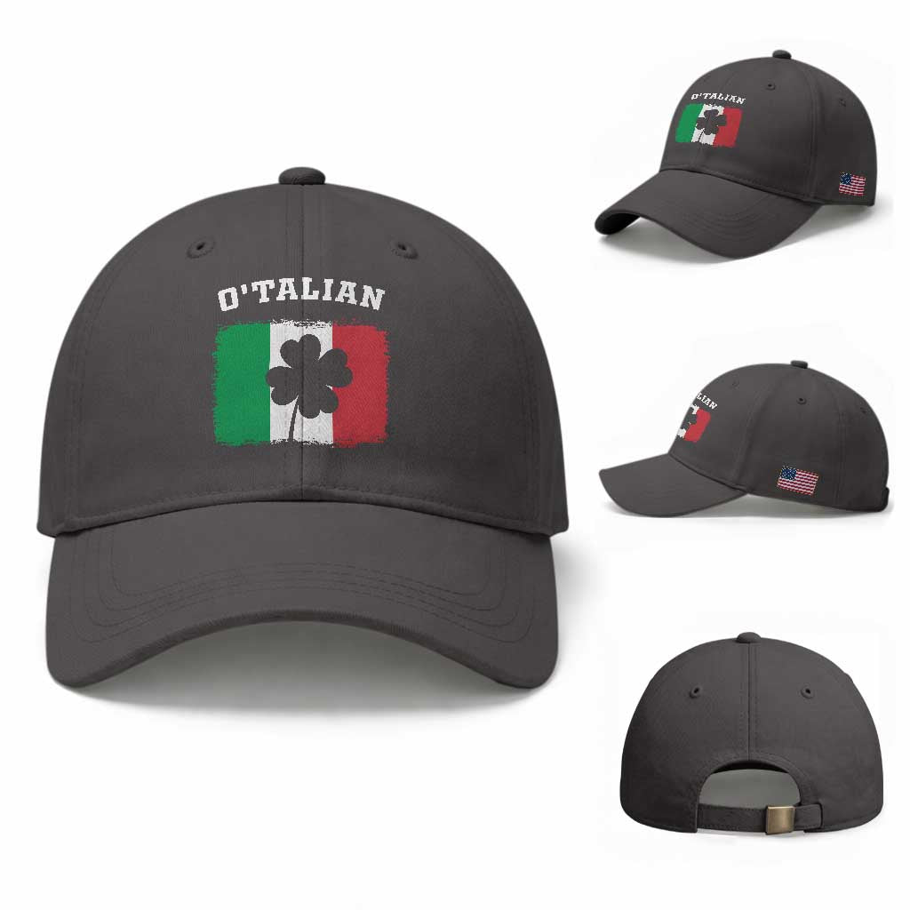 Funny Irish Italian St. Patrick's Day O'Talian Baseball Cap TS11 Baseball Cap Universal Fit Dark Gray Print Your Wear