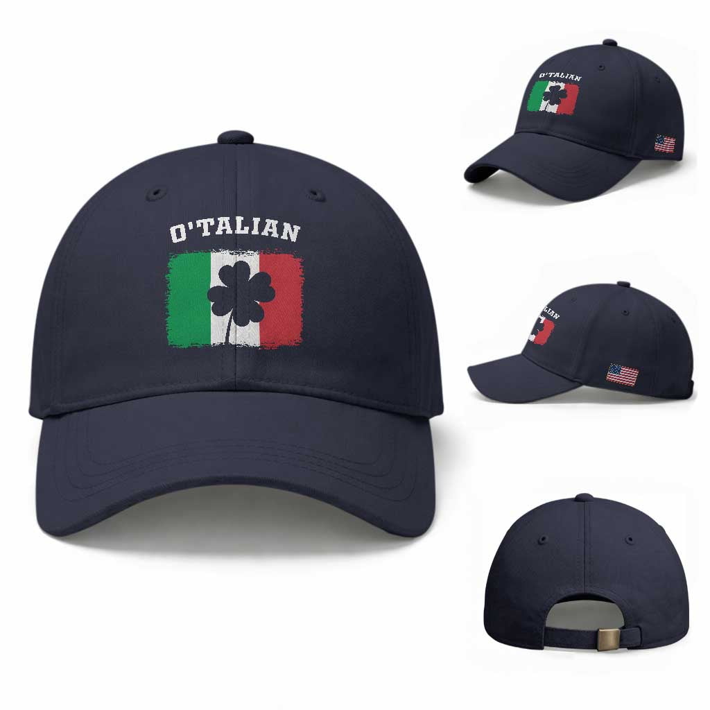 Funny Irish Italian St. Patrick's Day O'Talian Baseball Cap TS11 Baseball Cap Universal Fit Navy Print Your Wear