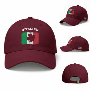 Funny Irish Italian St. Patrick's Day O'Talian Baseball Cap TS11 Baseball Cap Universal Fit Maroon Print Your Wear