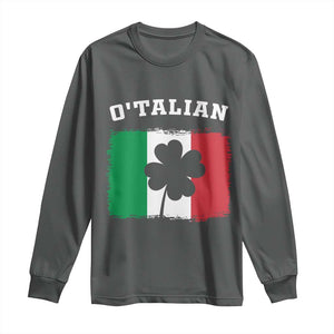 Funny Irish Italian St. Patrick's Day O'Talian Long Sleeve Shirt TS11 Dark Heather Print Your Wear