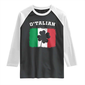 Funny Irish Italian St. Patrick's Day O'Talian Raglan Shirt TS11 Black White Print Your Wear