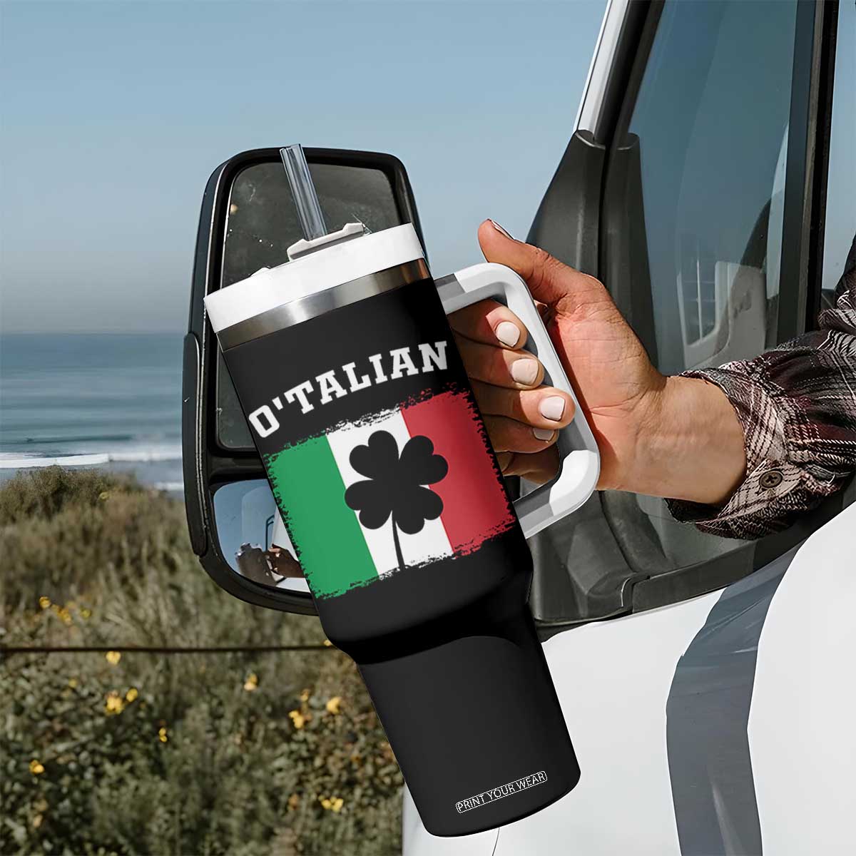 Funny Irish Italian St. Patrick's Day O'Talian Tumbler With Handle TS11 Print Your Wear