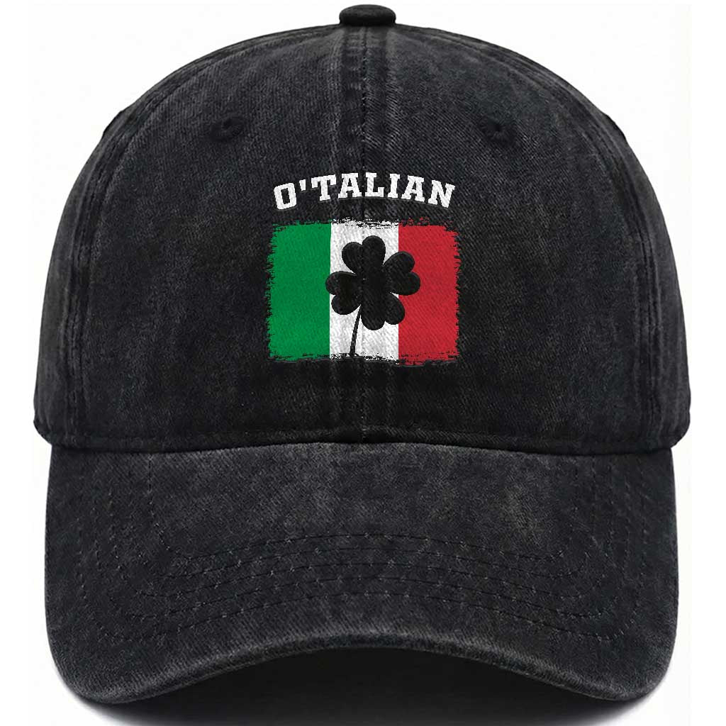Funny Irish Italian St. Patrick's Day O'Talian Washed Cotton Baseball Cap TS11 Print Your Wear