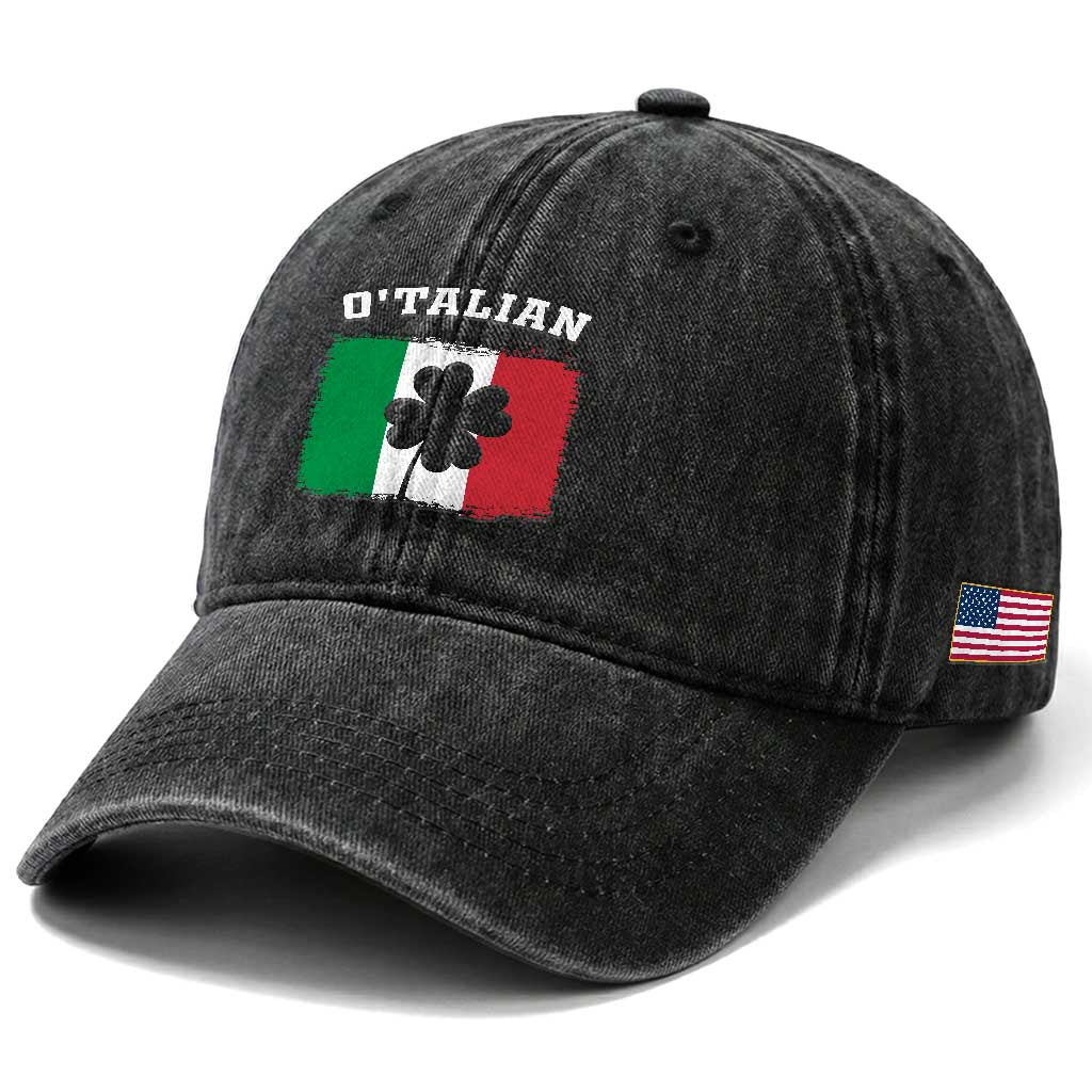 Funny Irish Italian St. Patrick's Day O'Talian Washed Cotton Baseball Cap TS11 Print Your Wear