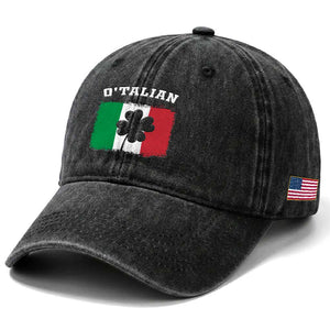 Funny Irish Italian St. Patrick's Day O'Talian Washed Cotton Baseball Cap TS11 Print Your Wear