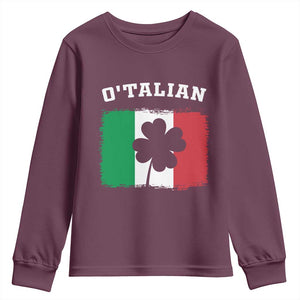 Funny Irish Italian St. Patrick's Day O'Talian Youth Sweatshirt TS11 Maroon Print Your Wear