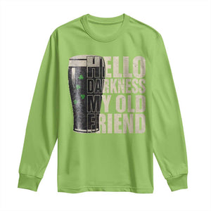 Funny St Patrick's Day Black Irish Beer Long Sleeve Shirt Hello Darkness My Old Friend Shamrock TS11 Lime Print Your Wear